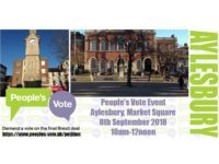 Pro-European activists taking to streets of Aylesbury on Sat 8th Sep 2018