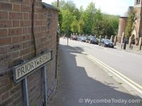 Scaffolding collapsed across Priory Road, High Wycombe