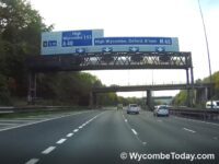 Car caught fire following collision with a lorry on the M40