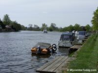 Fire destroyed a cruiser on the River Thames at Marlow